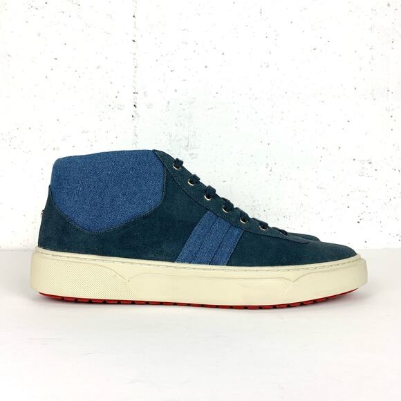 TCG Thoroughly Crafted Goods Annecy Blue Suede Lace Up Sneakers High Top Size 11 - Picture 9 of 11